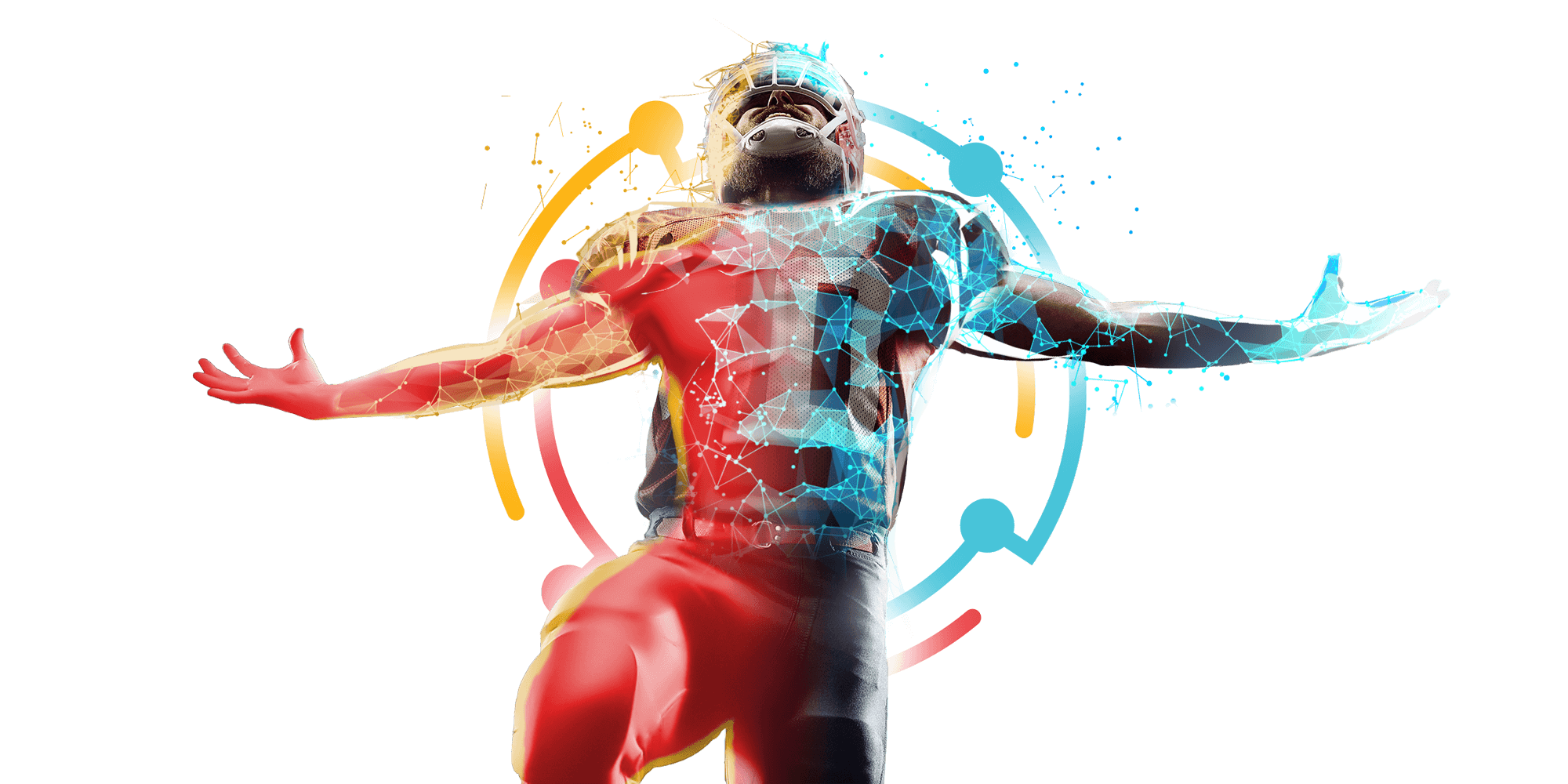 Take your training to the next level Composite image of football player with body composition scan data in a stadium with fans and lights